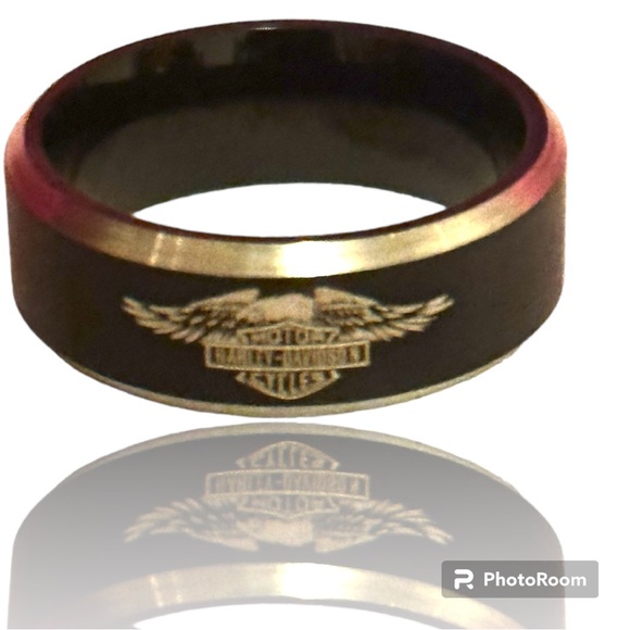 Size 13 black color motorcycle titanium 8mm ring. - Picture 2 of 10